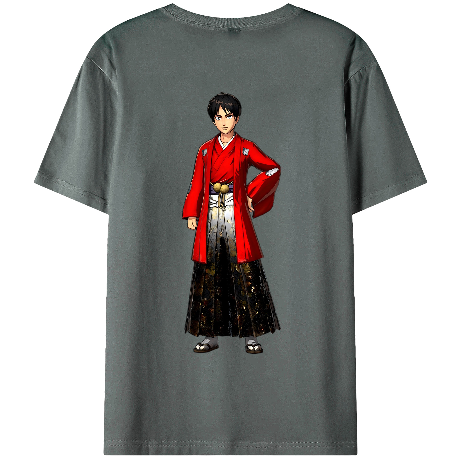 （画像用） 進撃の巨人 エレン･イェーガー Attack on Titan Eren Jäger 綿100％ メンズ半袖Tシャツ（バックプリント） 通気性